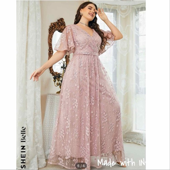 Belle Floral Embroidered Flutter Sleeved Dress - Picture 2 of 4